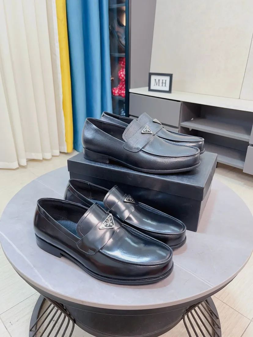 Men's shoes 💰540🌹🌹【PRADA Leather Shoes】Top purchasing agency Original imported Italian custom-made open-edge beaded cowhide leather surface, fully imported water-dyed breathable cowhide lining, original factory special molded sole super comfortable, size: 38-44